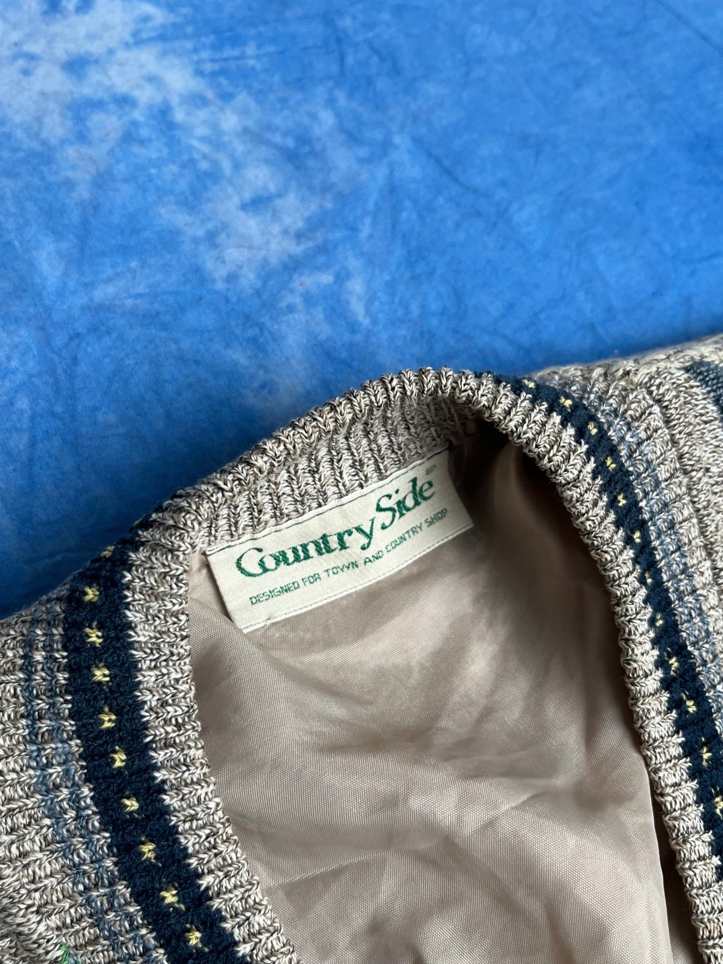 Kardigan Kolorowy Warkocz z Lnem 90s XL | Piggy Boxer Vintage Shop