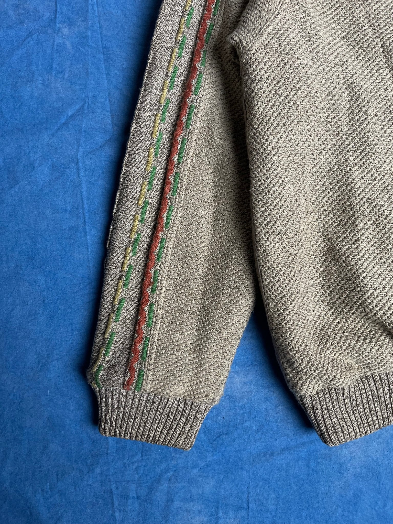 Kardigan Kolorowy Warkocz z Lnem 90s XL | Piggy Boxer Vintage Shop