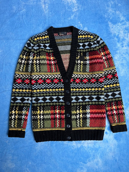 Kardigan Wełniany Patchwork Fred Perry XS | Piggy Boxer Vintage Shop