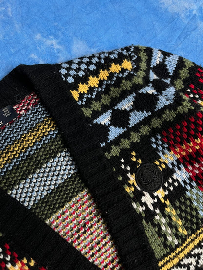 Kardigan Wełniany Patchwork Fred Perry XS | Piggy Boxer Vintage Shop