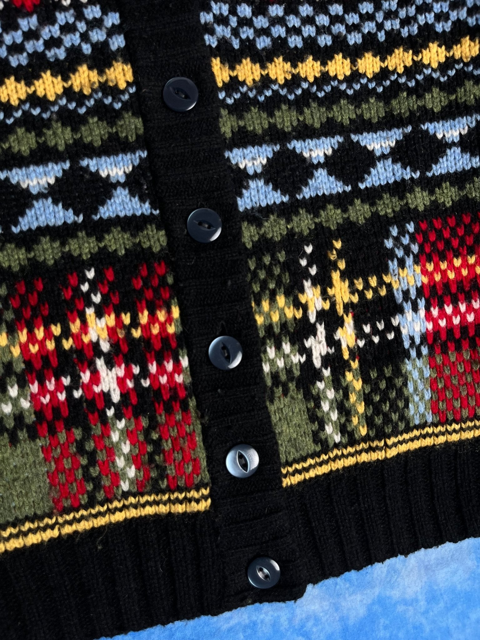 Kardigan Wełniany Patchwork Fred Perry XS | Piggy Boxer Vintage Shop