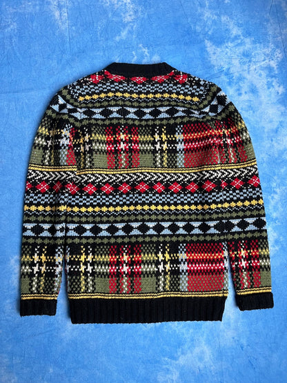 Kardigan Wełniany Patchwork Fred Perry XS | Piggy Boxer Vintage Shop