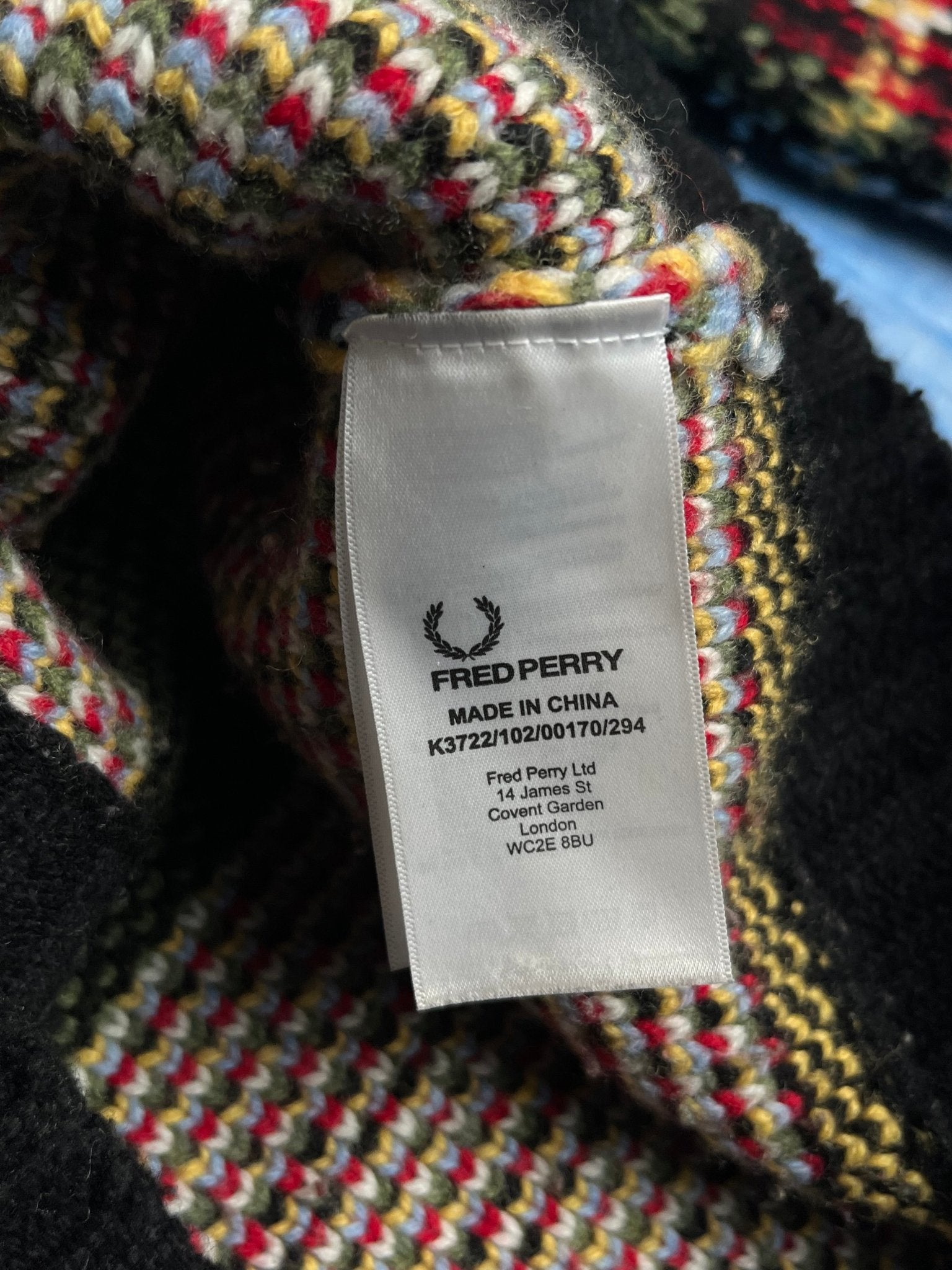 Kardigan Wełniany Patchwork Fred Perry XS | Piggy Boxer Vintage Shop