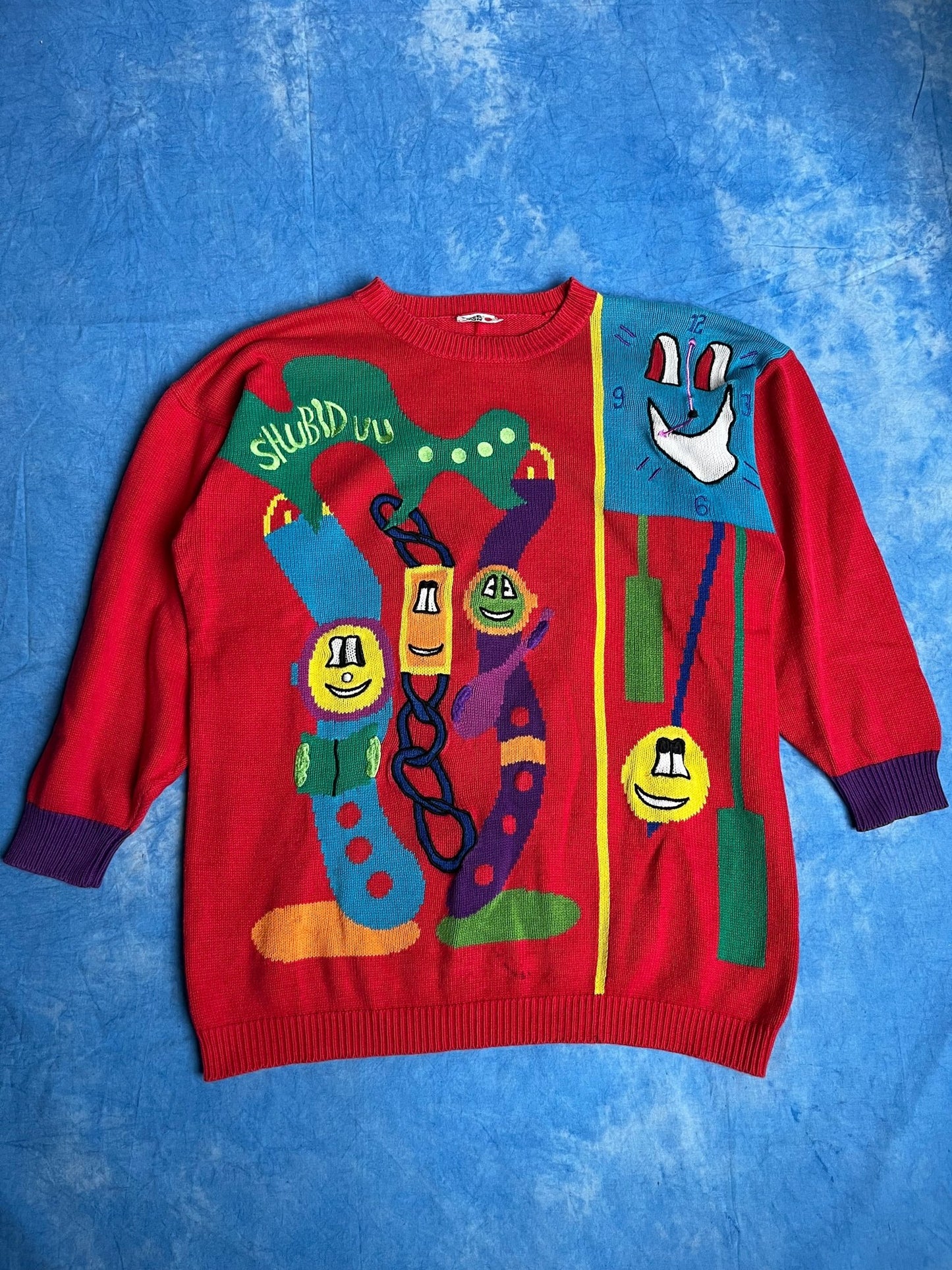 Kolorowy Sweterek Happy Morning 90s M | Piggy Boxer Vintage Shop