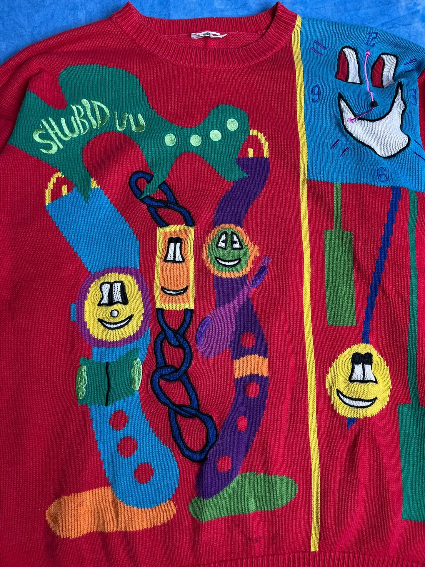 Kolorowy Sweterek Happy Morning 90s M | Piggy Boxer Vintage Shop