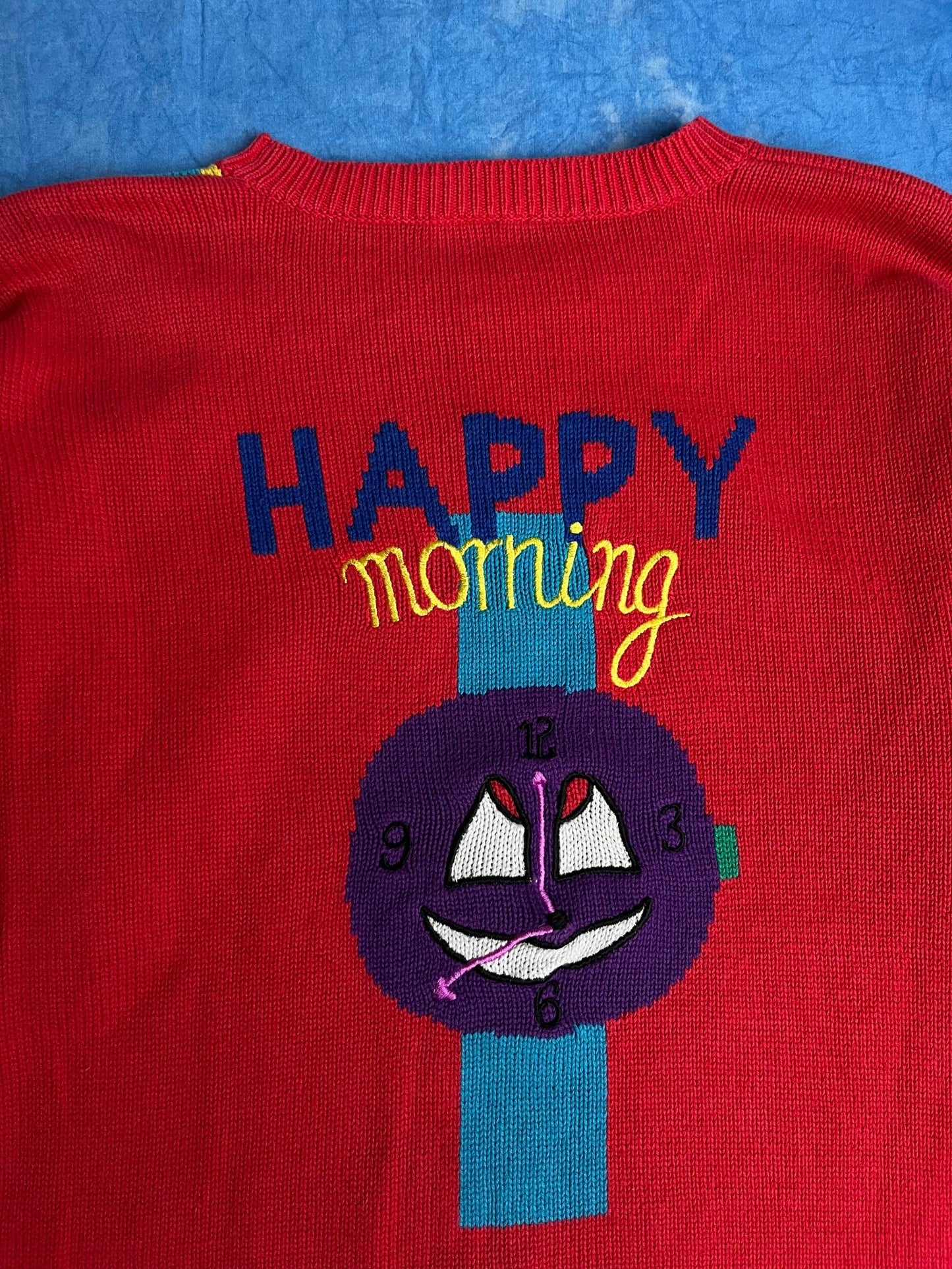 Kolorowy Sweterek Happy Morning 90s M | Piggy Boxer Vintage Shop