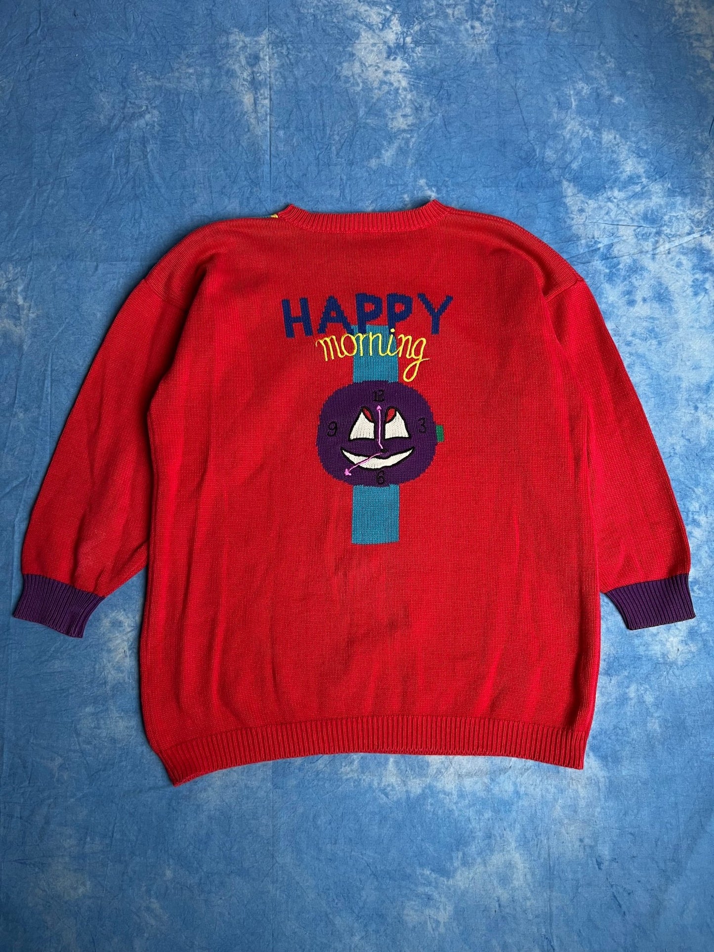 Kolorowy Sweterek Happy Morning 90s M | Piggy Boxer Vintage Shop