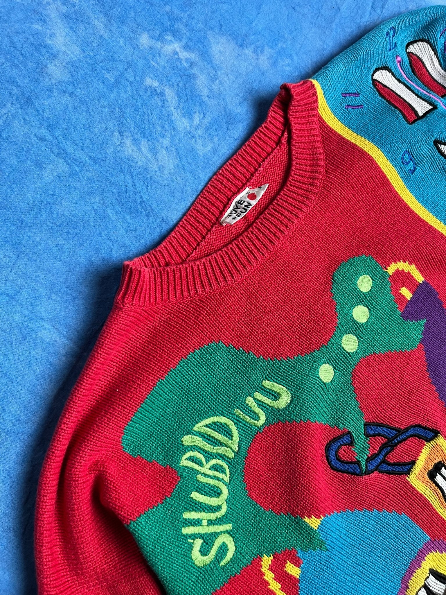 Kolorowy Sweterek Happy Morning 90s M | Piggy Boxer Vintage Shop