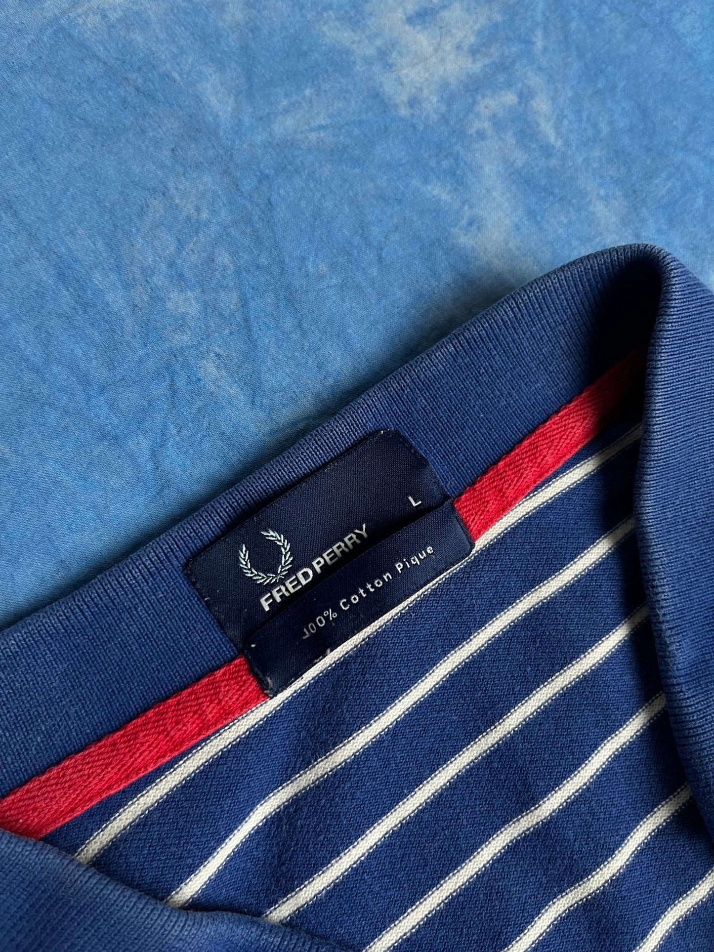 Koszulka Polo w Paski Fred Perry Cotton Pique 00s L | Piggy Boxer Vintage Shop