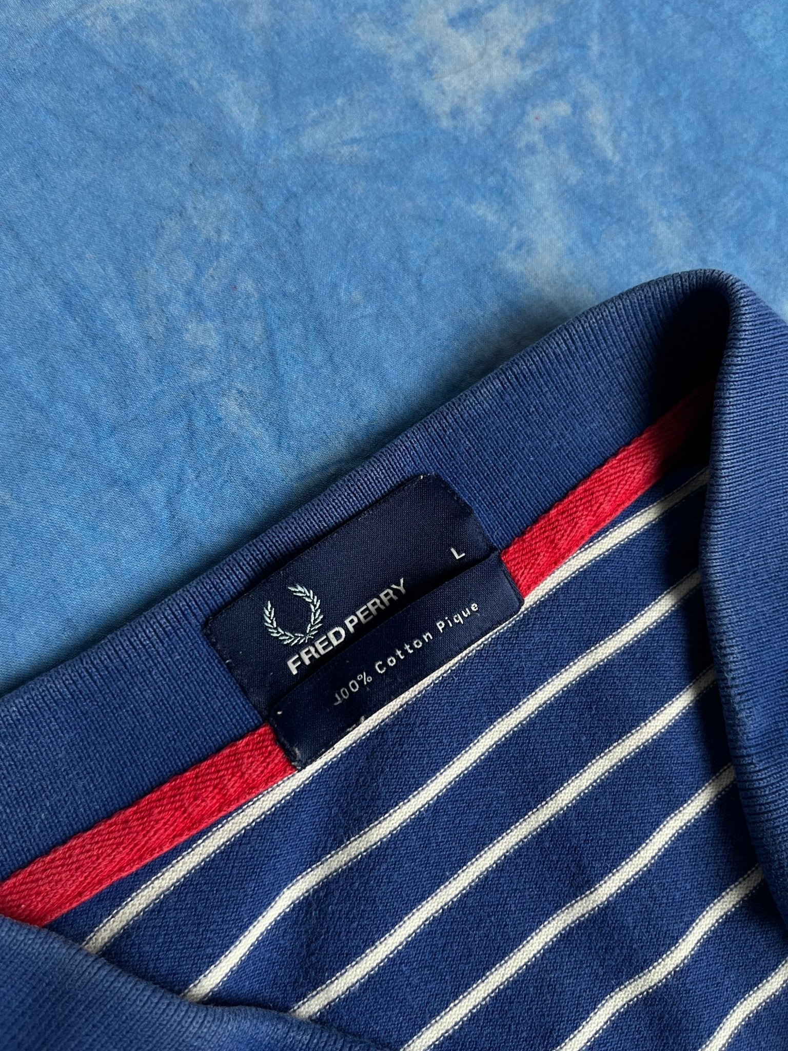 Koszulka Polo w Paski Fred Perry Cotton Pique 00s L | Piggy Boxer Vintage Shop