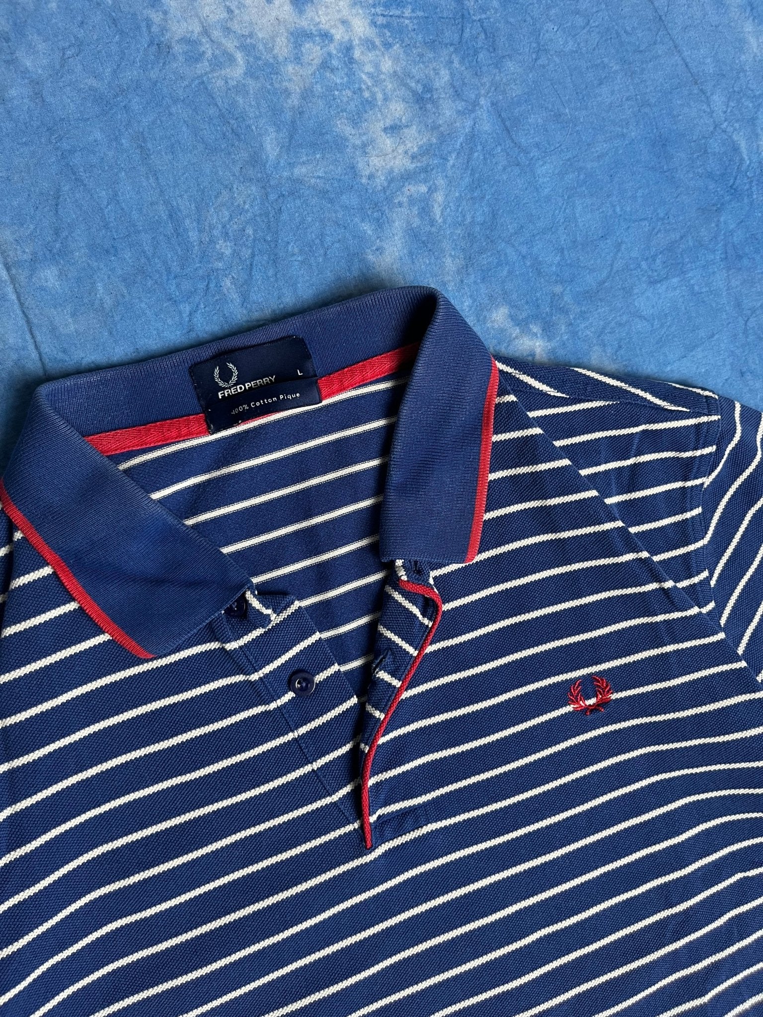 Koszulka Polo w Paski Fred Perry Cotton Pique 00s L | Piggy Boxer Vintage Shop