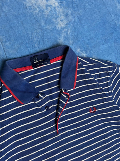 Koszulka Polo w Paski Fred Perry Cotton Pique 00s L | Piggy Boxer Vintage Shop