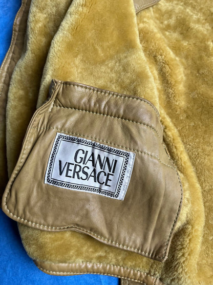 Kożuch z Owczej Skóry Gianni Versace Wybiegowy 80s XL | Piggy Boxer Vintage Shop