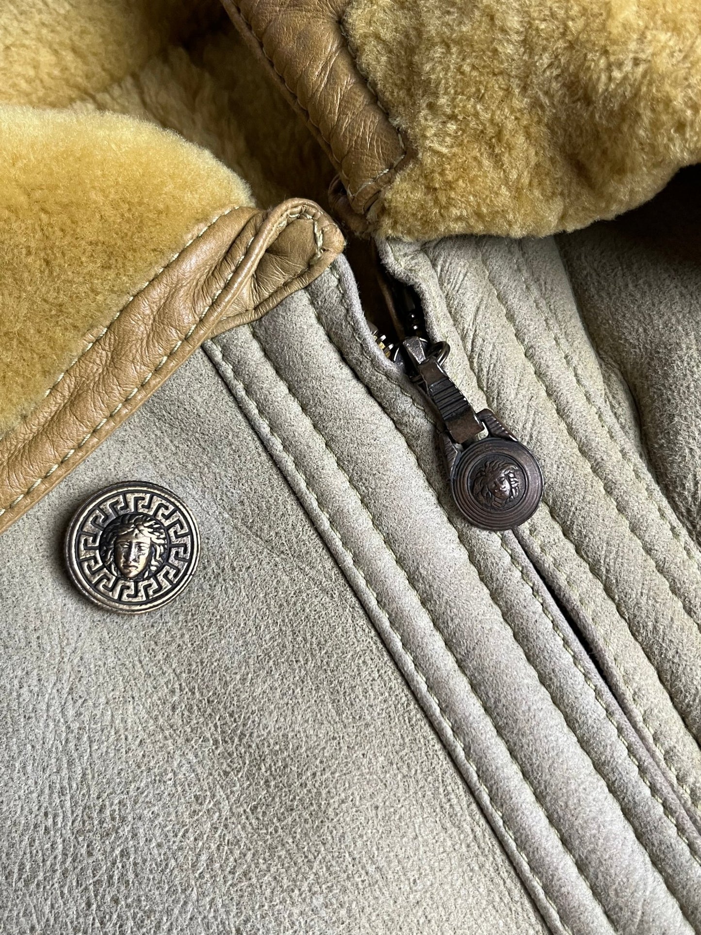 Kożuch z Owczej Skóry Gianni Versace Wybiegowy 80s XL | Piggy Boxer Vintage Shop