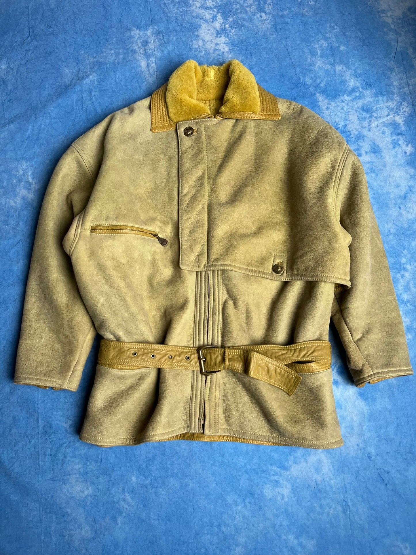 Kożuch z Owczej Skóry Gianni Versace Wybiegowy 80s XL | Piggy Boxer Vintage Shop