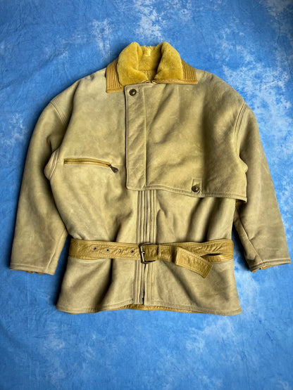 Kożuch z Owczej Skóry Gianni Versace Wybiegowy 80s XL | Piggy Boxer Vintage Shop