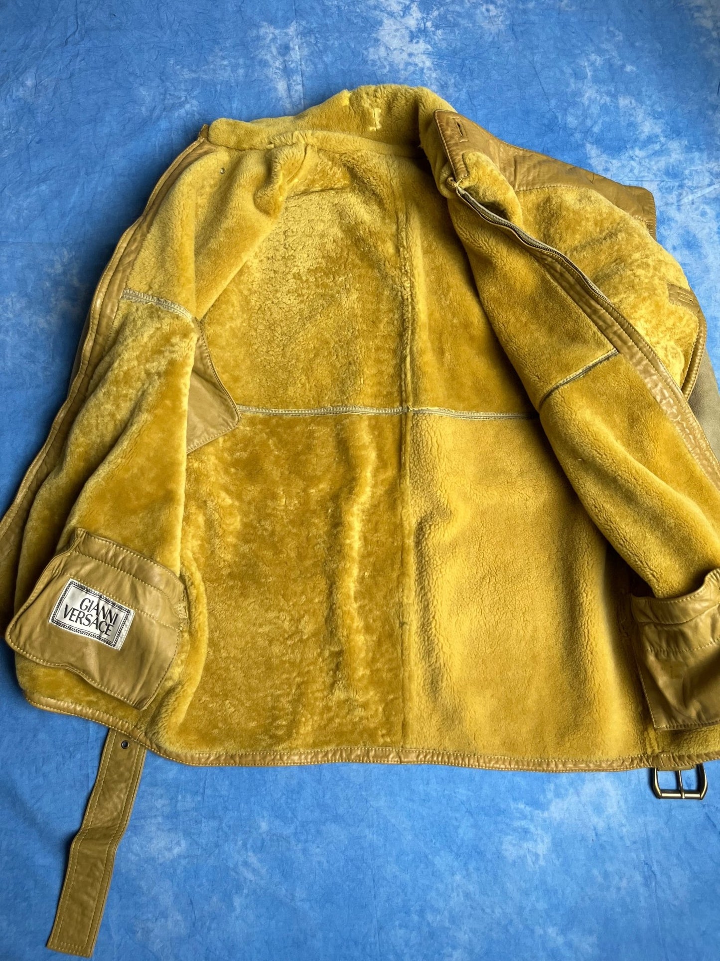 Kożuch z Owczej Skóry Gianni Versace Wybiegowy 80s XL | Piggy Boxer Vintage Shop