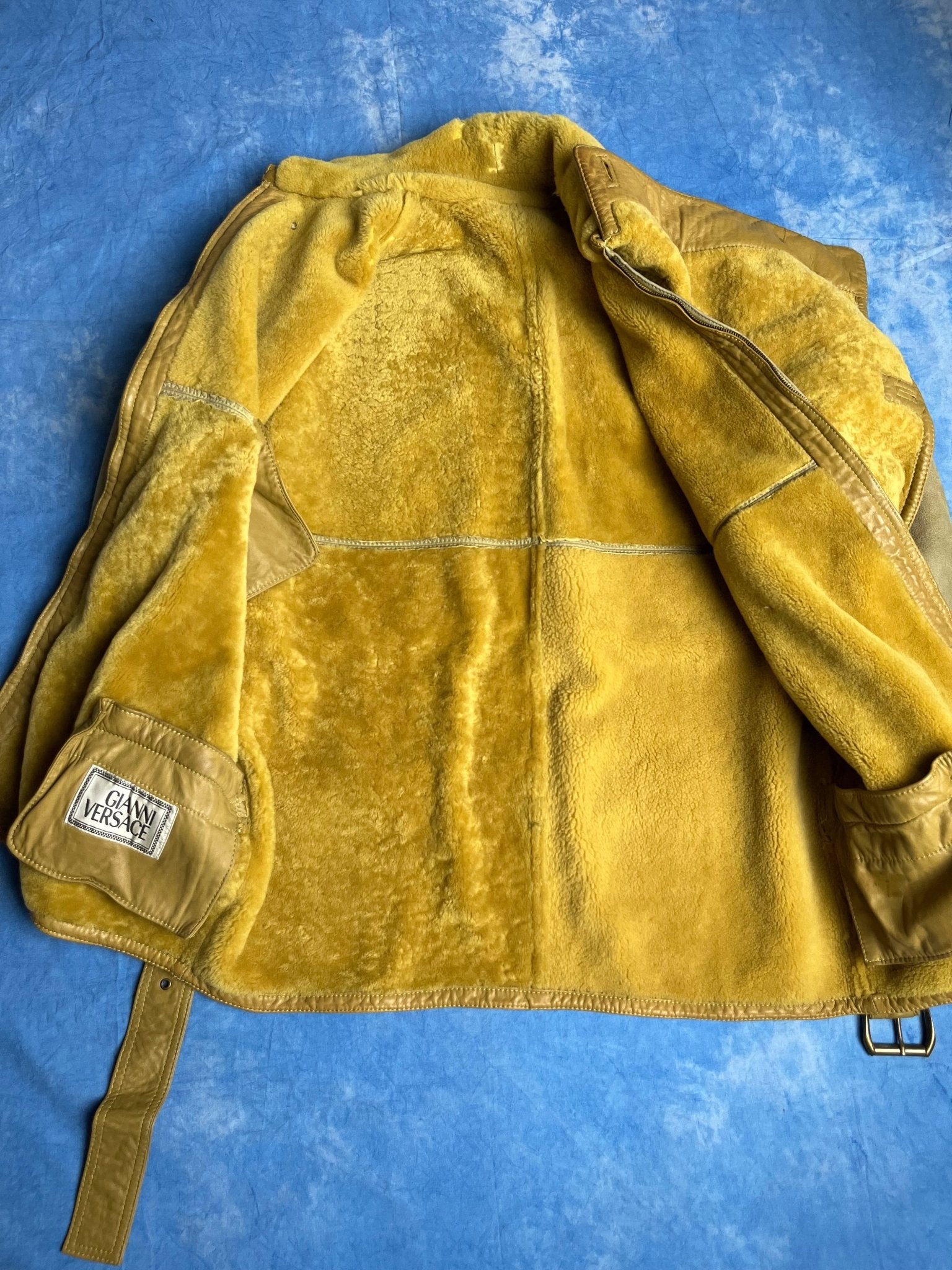 Kożuch z Owczej Skóry Gianni Versace Wybiegowy 80s XL | Piggy Boxer Vintage Shop