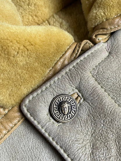 Kożuch z Owczej Skóry Gianni Versace Wybiegowy 80s XL | Piggy Boxer Vintage Shop