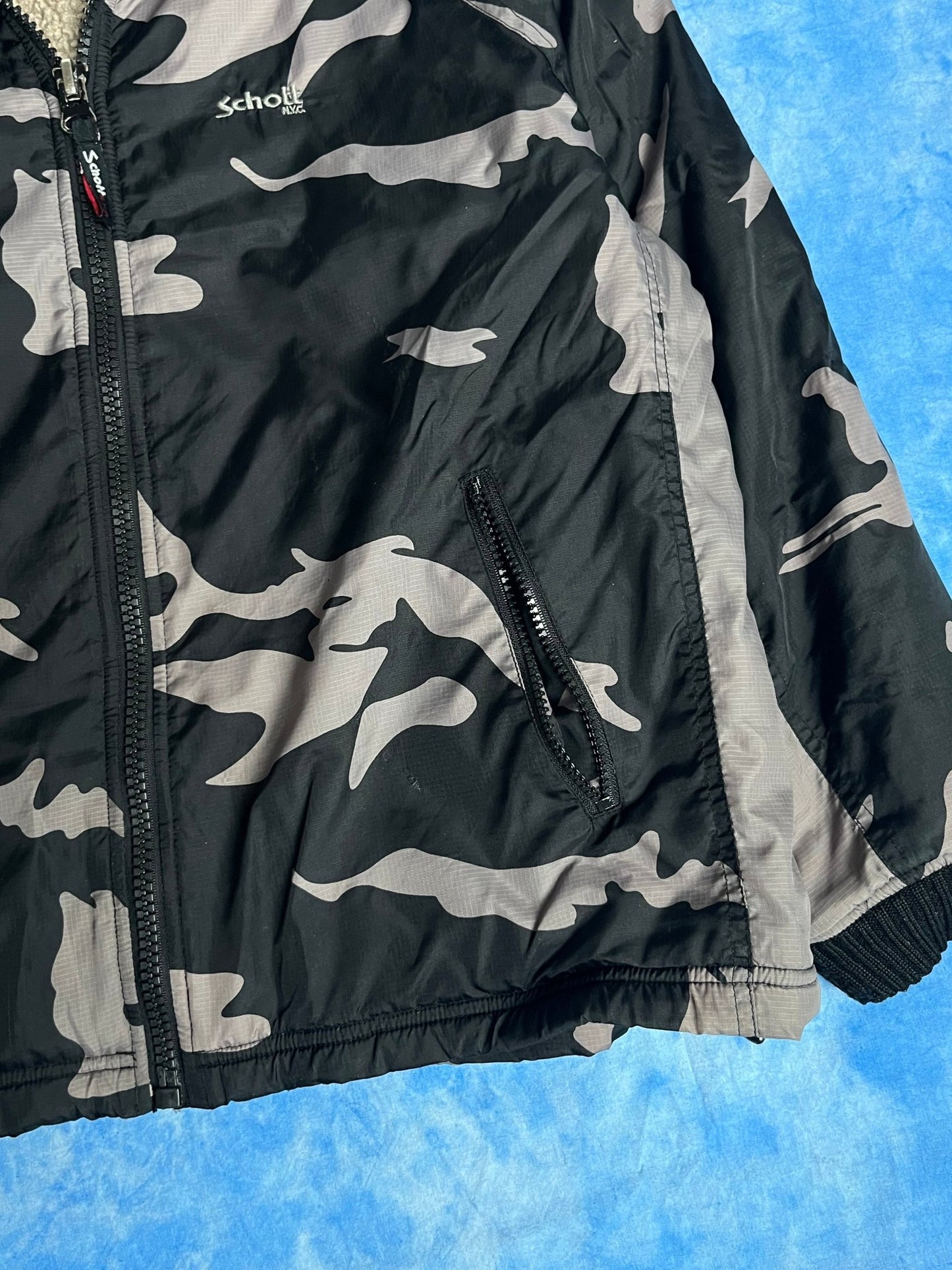 Kurtka Polarowa Camo Schott NYC 00s M | Piggy Boxer Vintage Shop