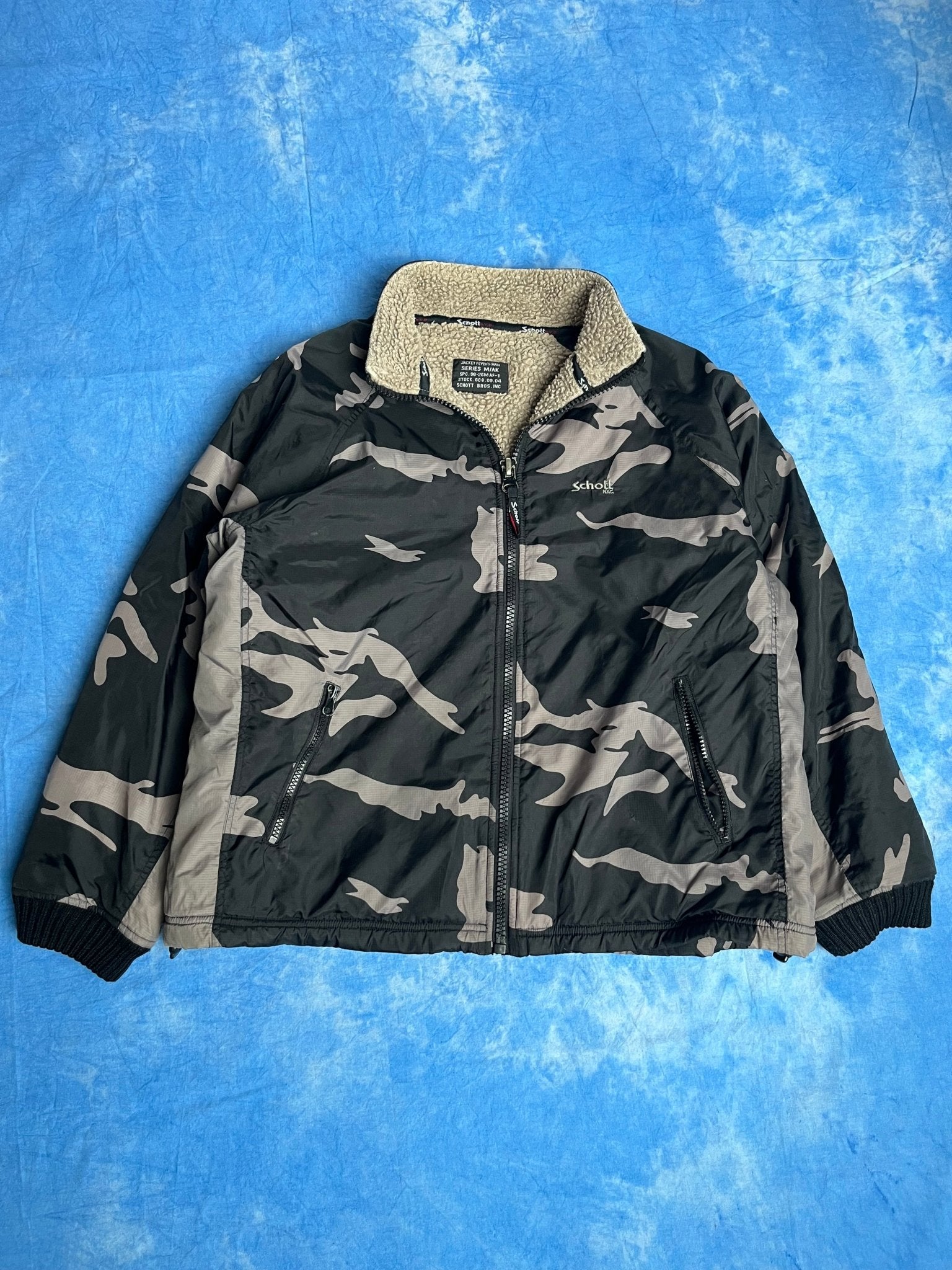 Kurtka Polarowa Camo Schott NYC 00s M | Piggy Boxer Vintage Shop