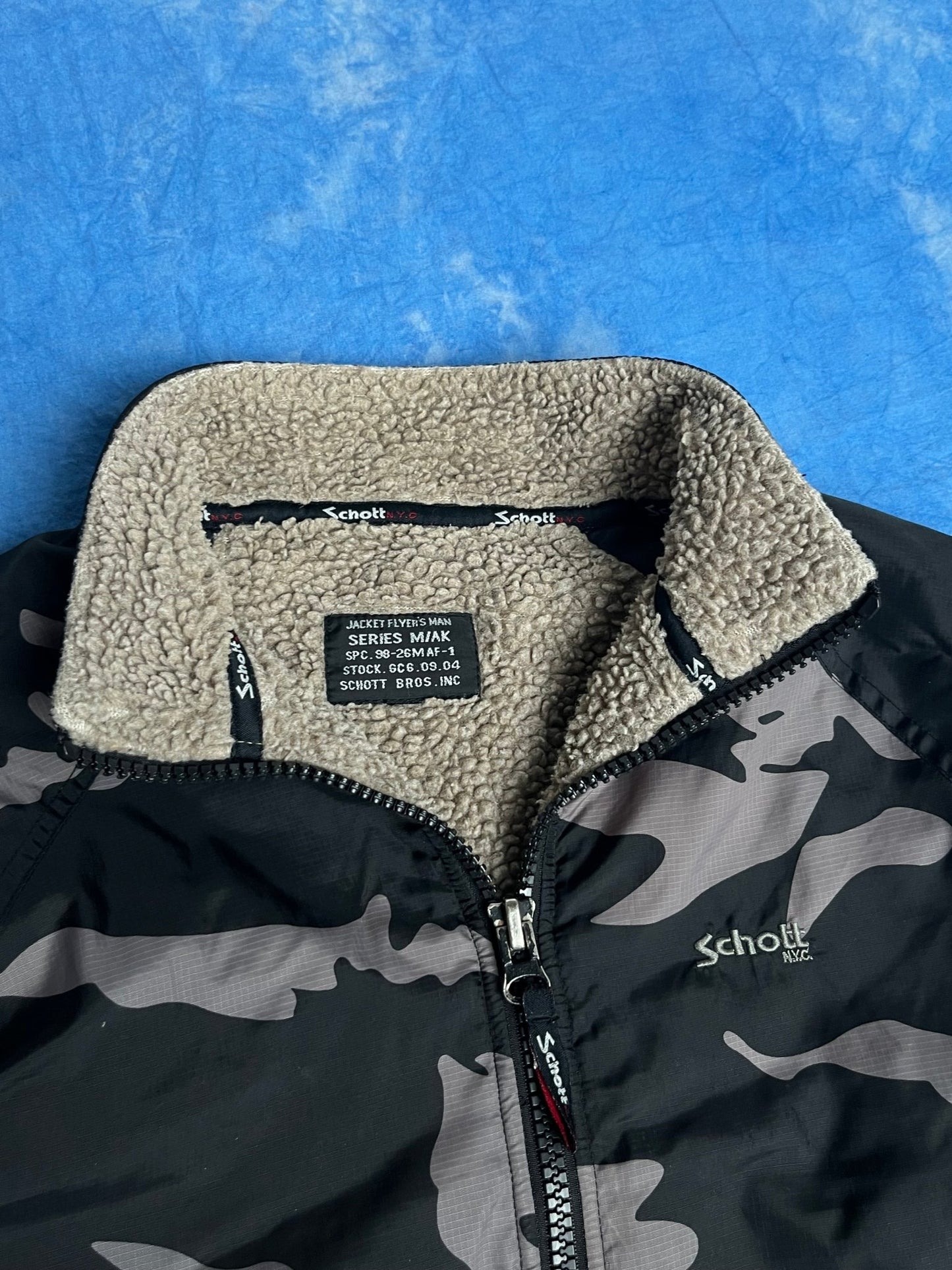 Kurtka Polarowa Camo Schott NYC 00s M | Piggy Boxer Vintage Shop