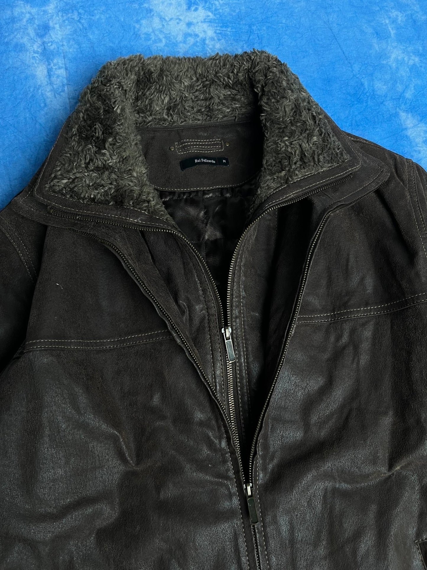 Kurtka Skórzana z Futrem Rui Felizardo 90s M | Piggy Boxer Vintage Shop