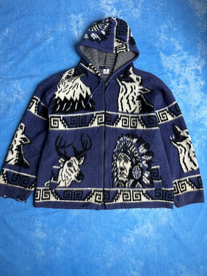 Kurtka Wełniana Alpaka Wuayra Ekwador Navajo Aztec 90s L | Piggy Boxer Vintage Shop