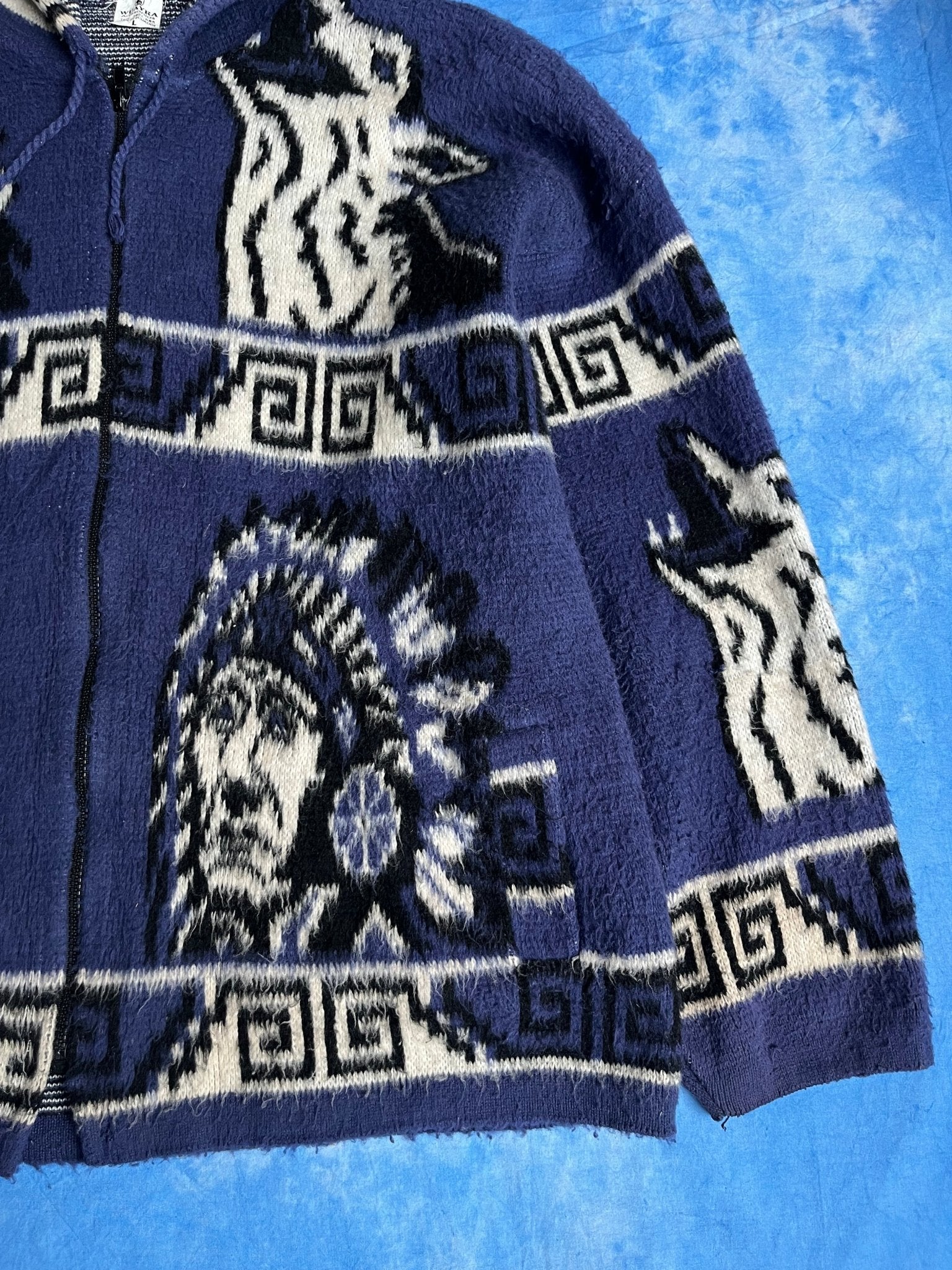 Kurtka Wełniana Alpaka Wuayra Ekwador Navajo Aztec 90s L | Piggy Boxer Vintage Shop