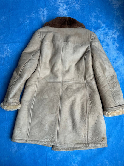 Płaszcz Kożuch Skórzany 80s L | Piggy Boxer Vintage Shop