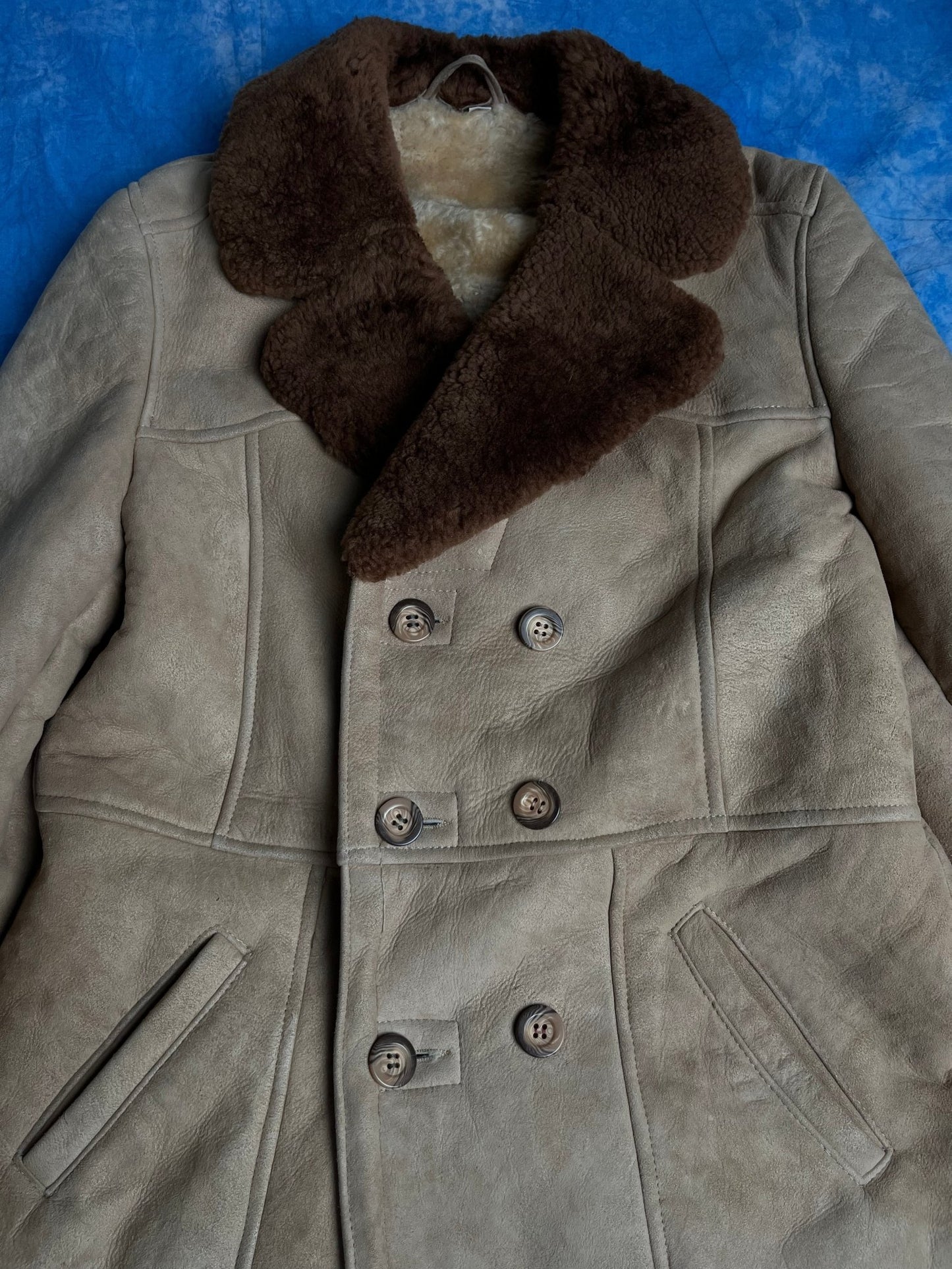 Płaszcz Kożuch Skórzany 80s L | Piggy Boxer Vintage Shop