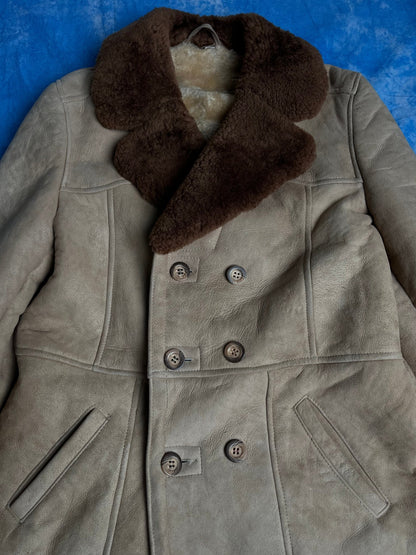 Płaszcz Kożuch Skórzany 80s L | Piggy Boxer Vintage Shop