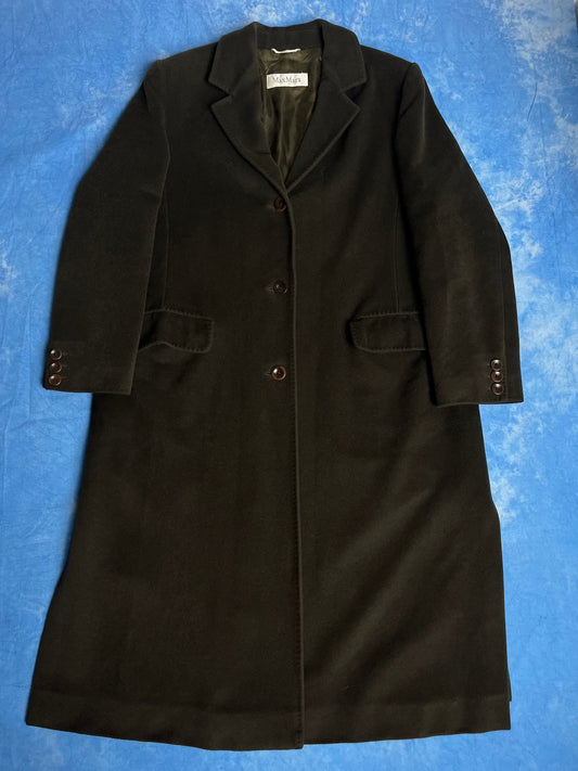 Płaszcz Max Mara Wełniany Angora Butelkowa Zieleń 90s L | Piggy Boxer Vintage Shop