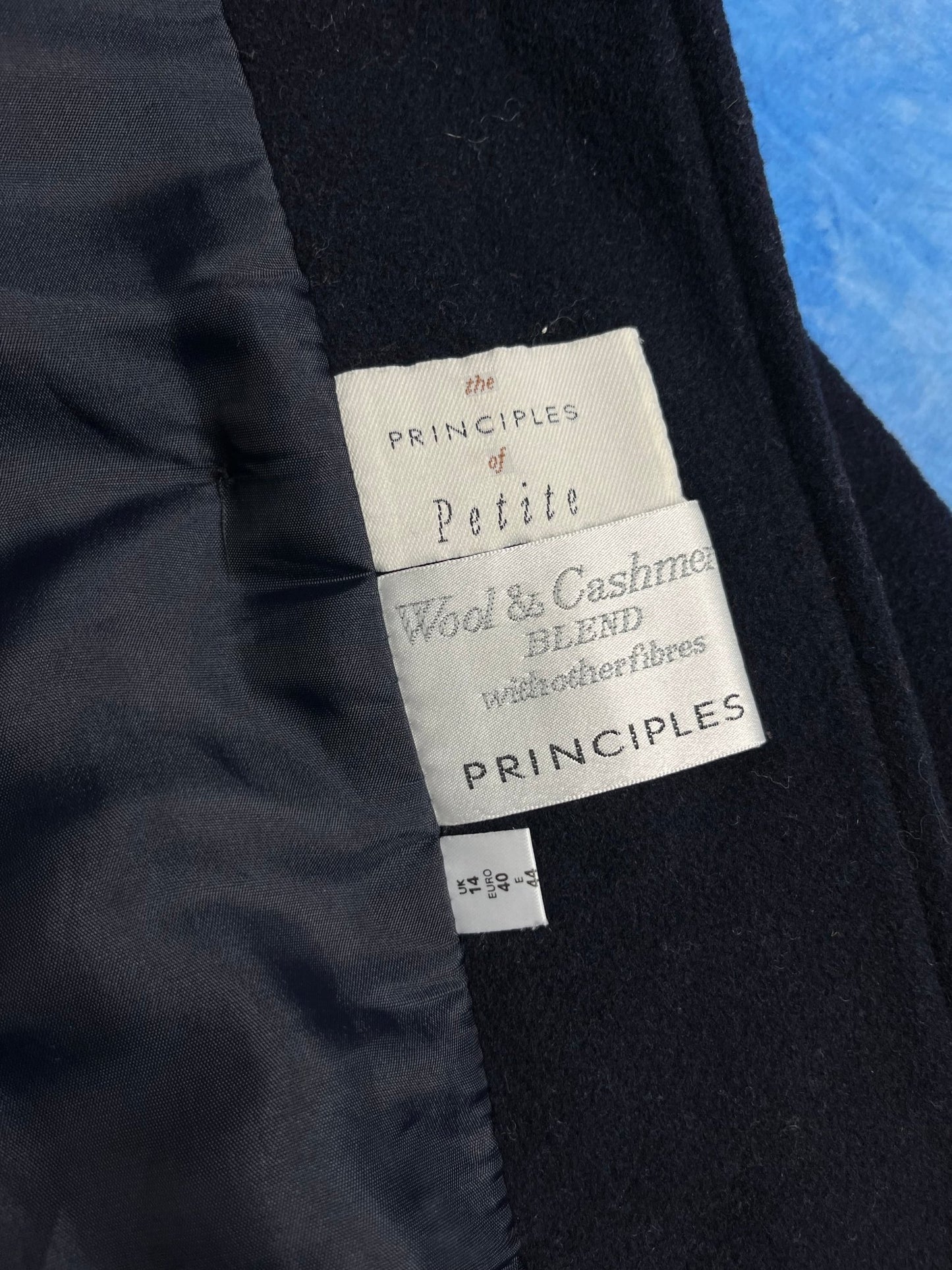 Płaszcz Principles Granatowy Wełniano Kaszmirowy 90s M | Piggy Boxer Vintage Shop