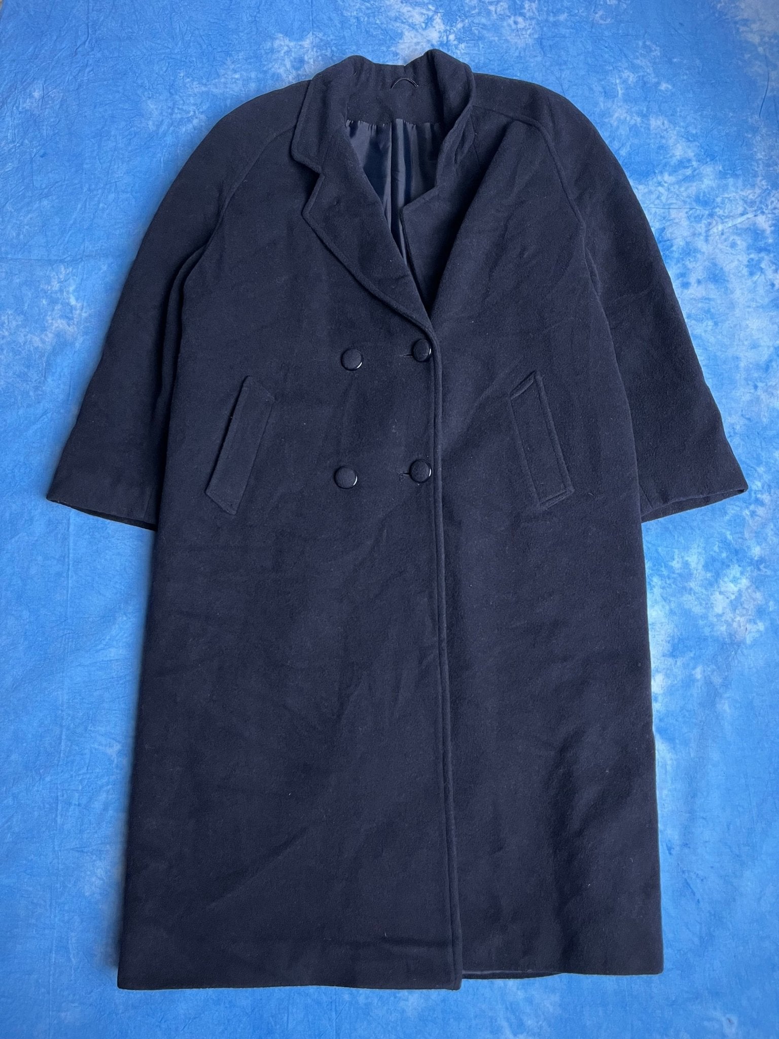 Płaszcz Principles Granatowy Wełniano Kaszmirowy 90s M | Piggy Boxer Vintage Shop