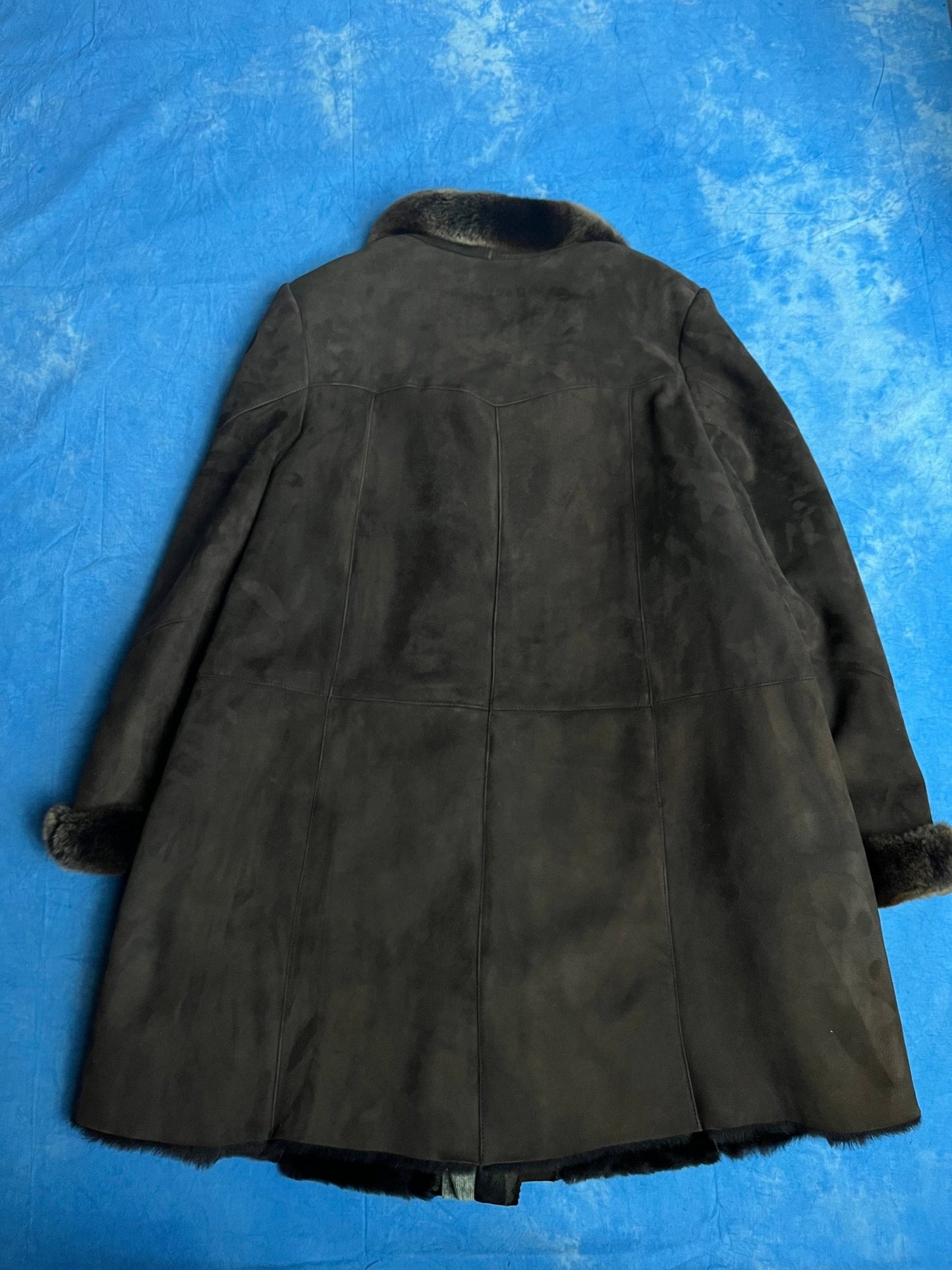 Płaszcz Skórzany Kożuch z Owczej Skóry 90s Oversized | Piggy Boxer Vintage Shop