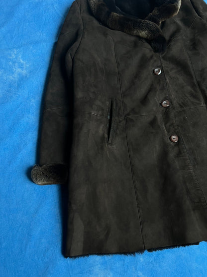 Płaszcz Skórzany Kożuch z Owczej Skóry 90s Oversized | Piggy Boxer Vintage Shop