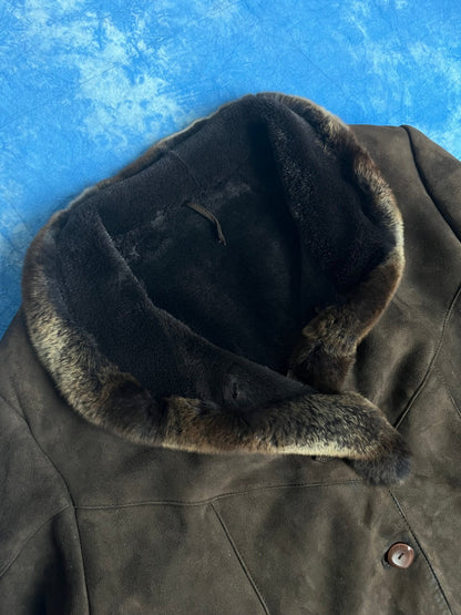 Płaszcz Skórzany Kożuch z Owczej Skóry 90s Oversized | Piggy Boxer Vintage Shop