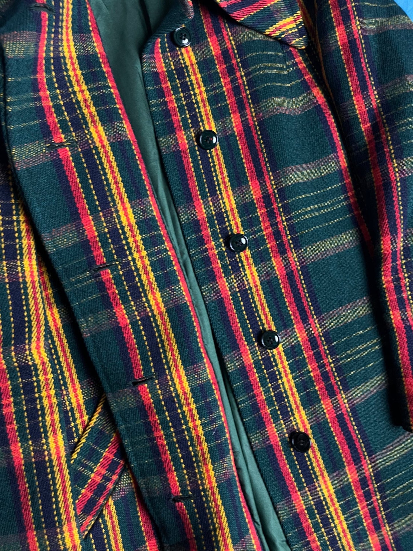 Płaszcz Wełniany Tweed w Kratę Sahlins 70s - 80s S - M | Piggy Boxer Vintage Shop