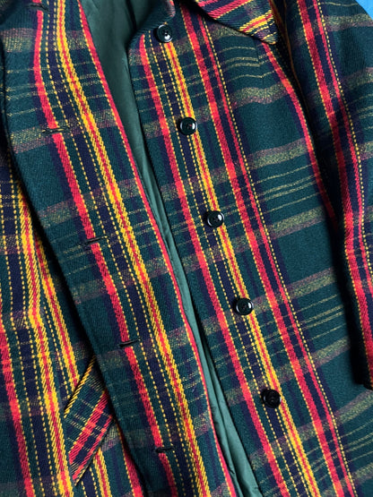Płaszcz Wełniany Tweed w Kratę Sahlins 70s - 80s S - M | Piggy Boxer Vintage Shop