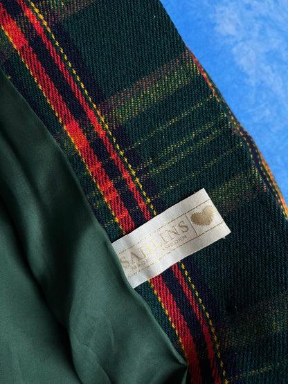 Płaszcz Wełniany Tweed w Kratę Sahlins 70s - 80s S - M | Piggy Boxer Vintage Shop