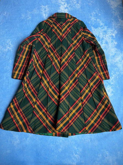 Płaszcz Wełniany Tweed w Kratę Sahlins 70s - 80s S - M | Piggy Boxer Vintage Shop