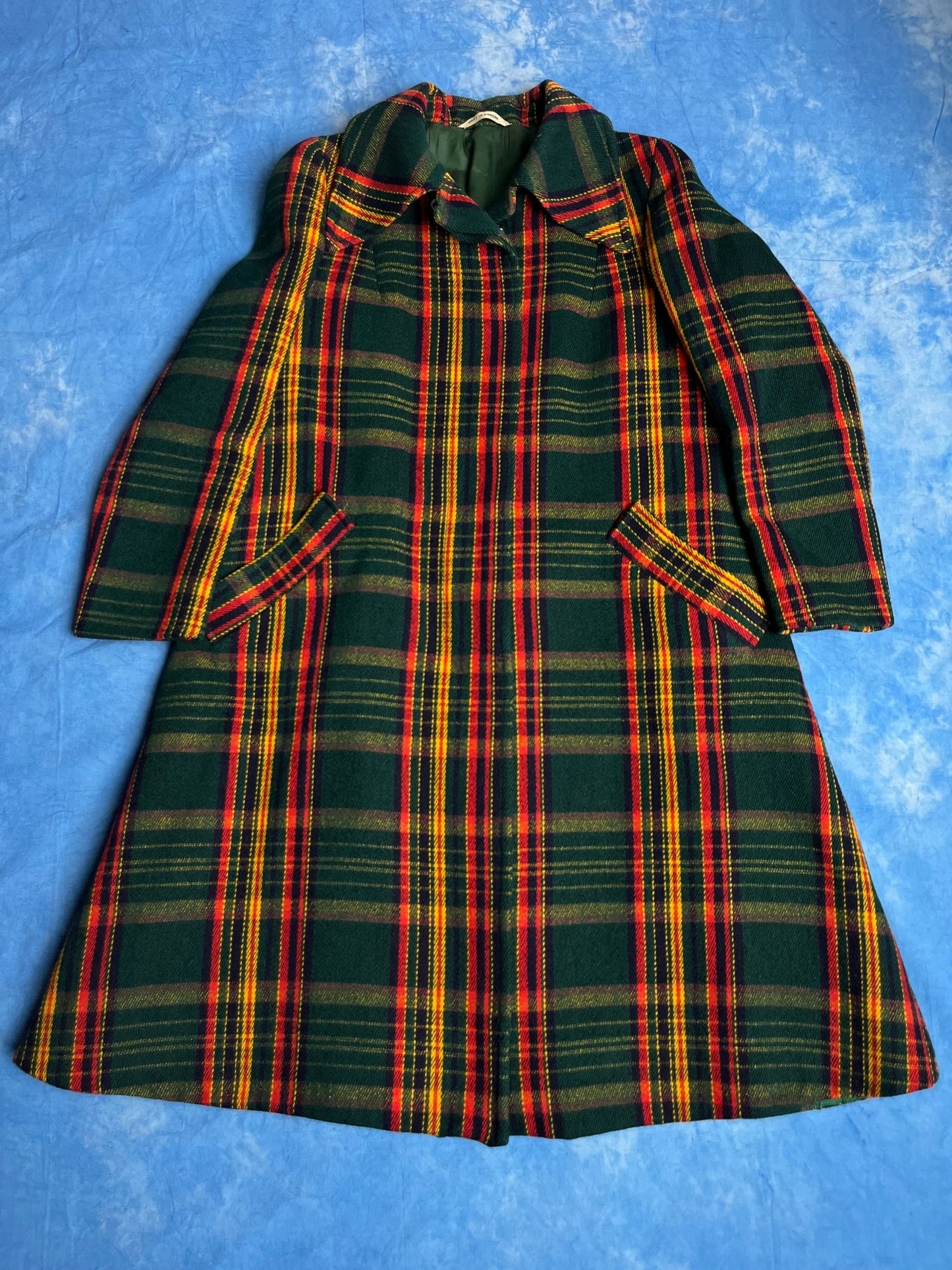 Płaszcz Wełniany Tweed w Kratę Sahlins 70s - 80s S - M | Piggy Boxer Vintage Shop