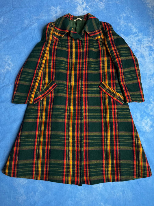 Płaszcz Wełniany Tweed w Kratę Sahlins 70s - 80s S - M | Piggy Boxer Vintage Shop