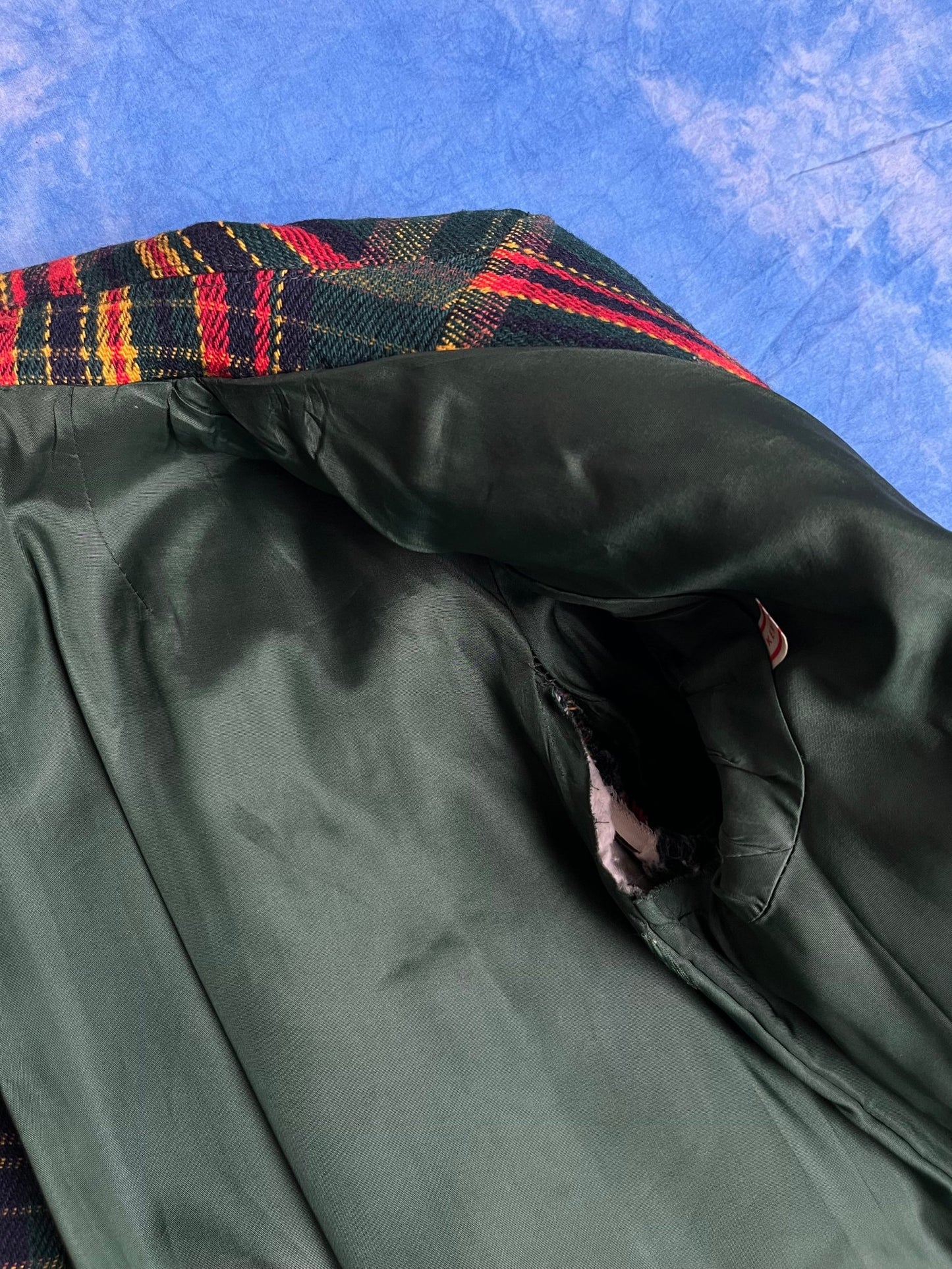 Płaszcz Wełniany Tweed w Kratę Sahlins 70s - 80s S - M | Piggy Boxer Vintage Shop