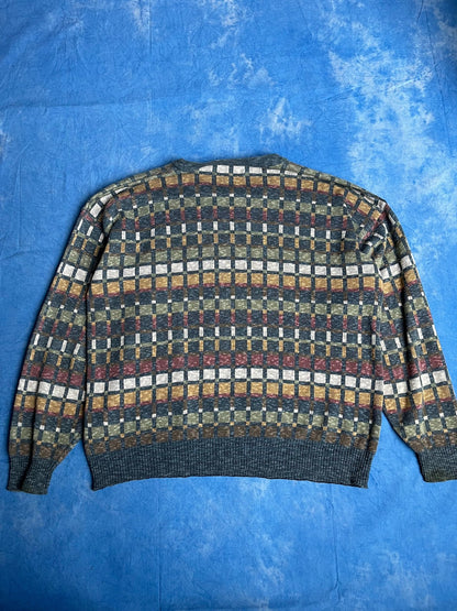 Sweter Kolorowy we Wzory Belika 90s XL | Piggy Boxer Vintage Shop