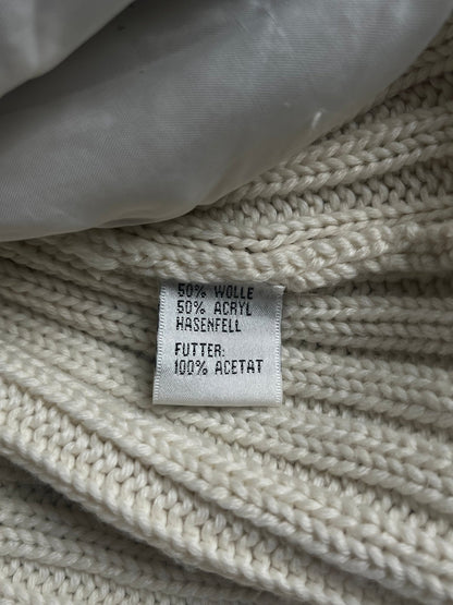 Sweter Rozpinany Wełniany ze Sztucznym Futrem 00s L | Piggy Boxer Vintage Shop