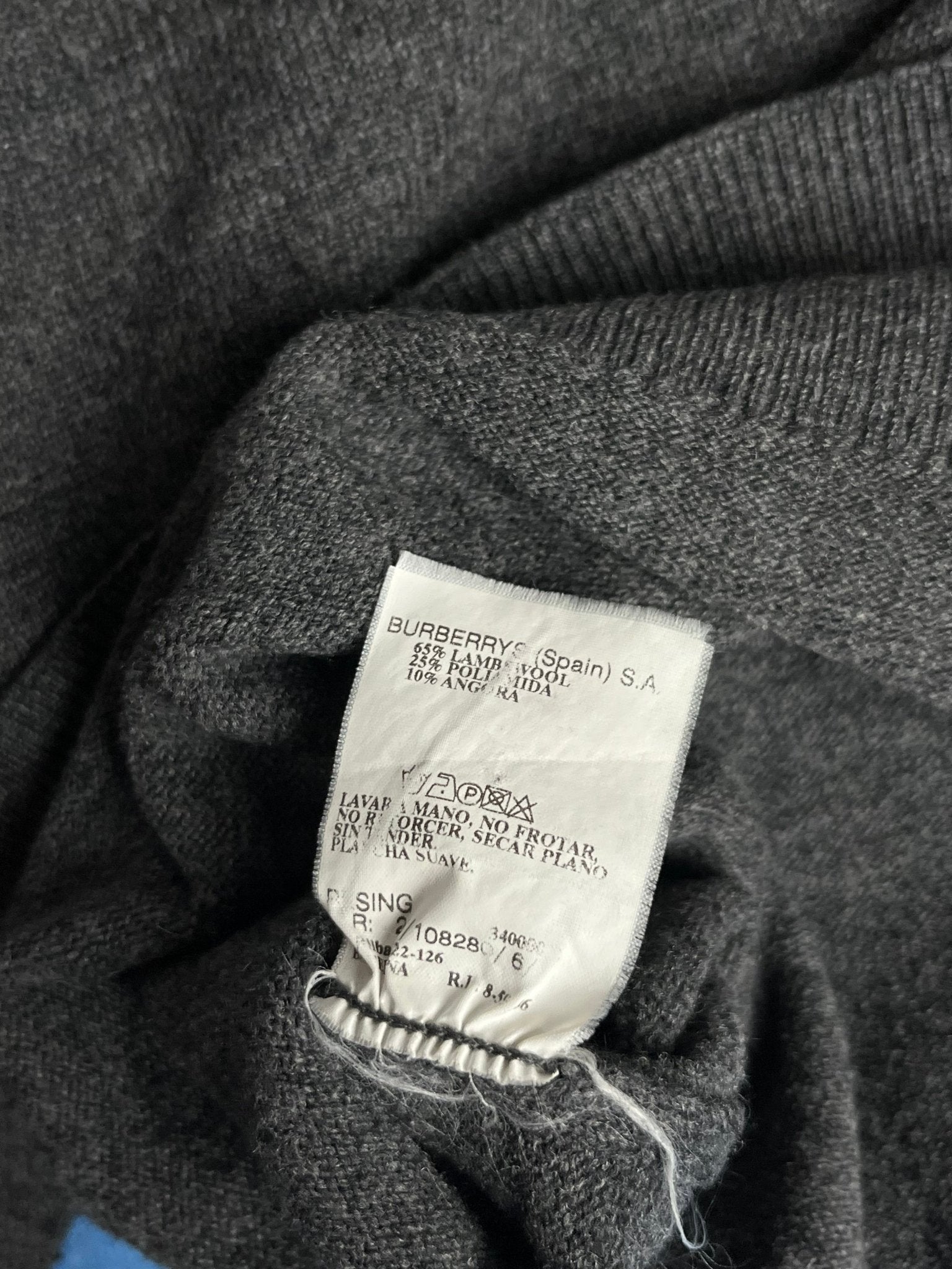 Sweter V - Neck Owcza Wełna Angora Burberrys 90s XL | Piggy Boxer Vintage Shop