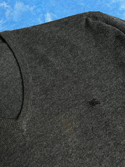 Sweter V - Neck Owcza Wełna Angora Burberrys 90s XL | Piggy Boxer Vintage Shop