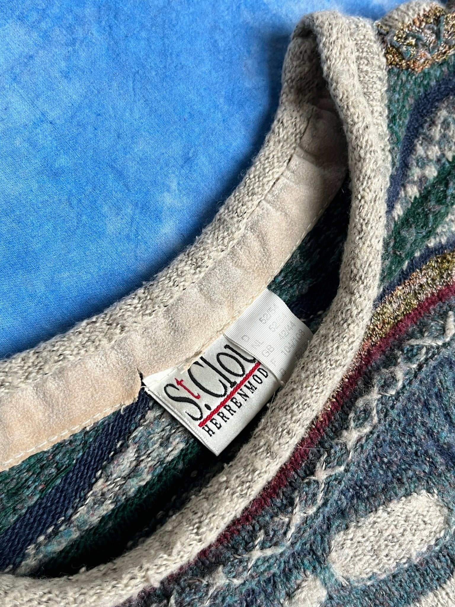 Sweter Warkoczowy Kolorowy 90s XL | Piggy Boxer Vintage Shop